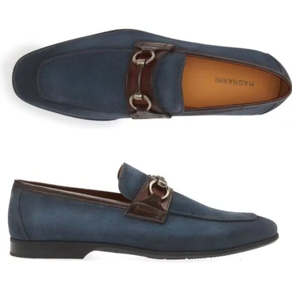Magnanni Rafa V Water Resistant Loafer Shoes in Navy/Midbrown Sz 8 - Picture 2 of 14